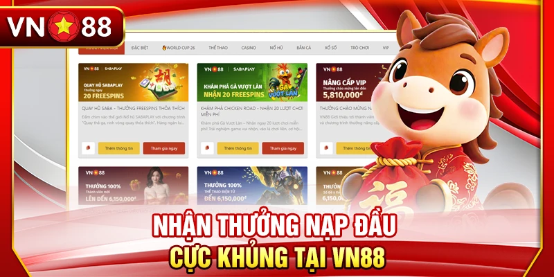 Nhận thưởng nạp đầu cực khủng tại VN88